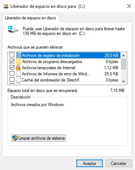 Liberador de espacio en disco